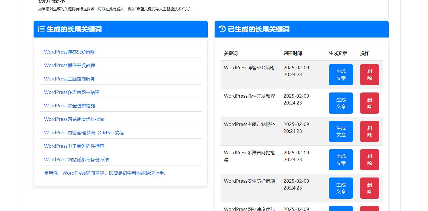 wordpress AI自动写文生成图片、长尾关键词生成、批量采集、定时运行、 ... ...